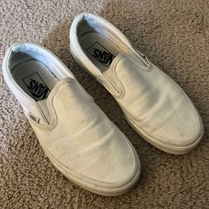 Vans white slip ons